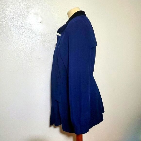 Gallery Petite Navy Blue Zip & Button Jacket Size Large Petite - Picture 3 of 14